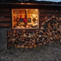 Looking inside the main cabin at night