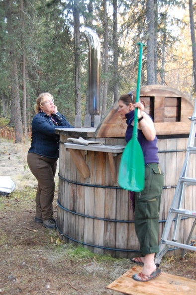 A new feature at main camp is a wood fired hot tub