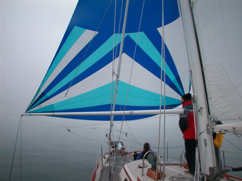 Can nearly get dead downwind with this spinnaker this way