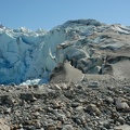 The glacier sits right on the beach
