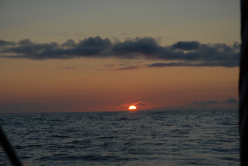 Our first sunset at sea