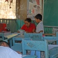 The desks were built by parents and volunteers
